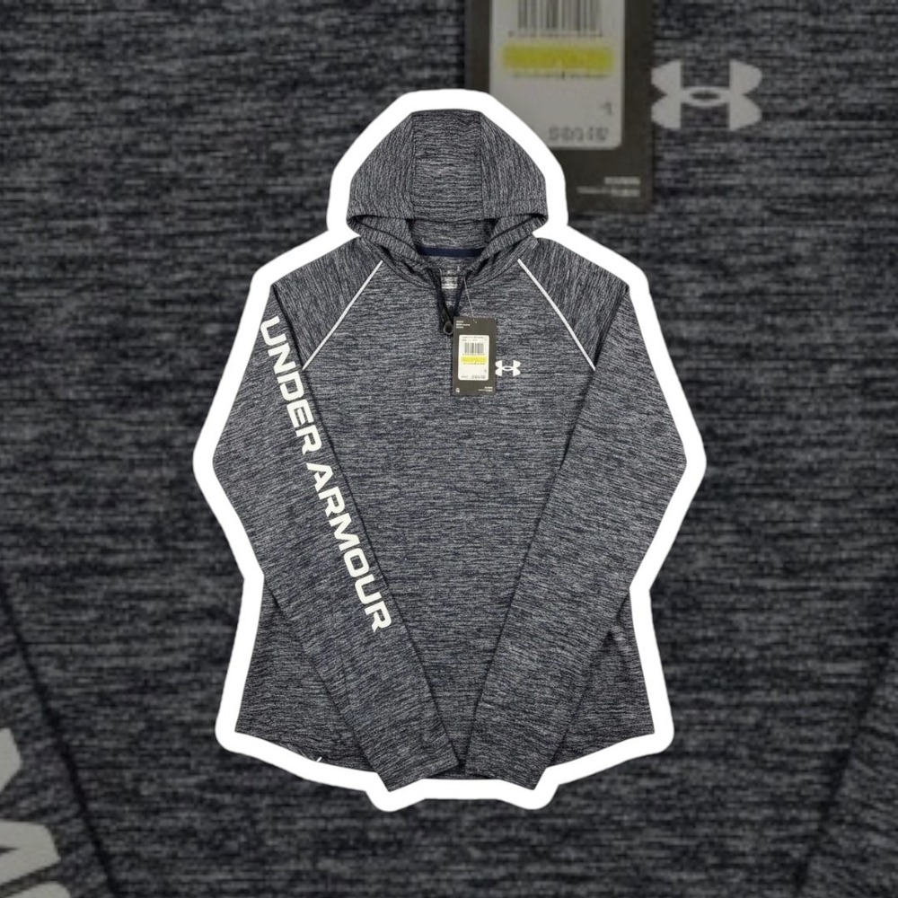 NWT Under Armour Velocity Hoodie Womens Medium Navy Blue Heather Space Dye
